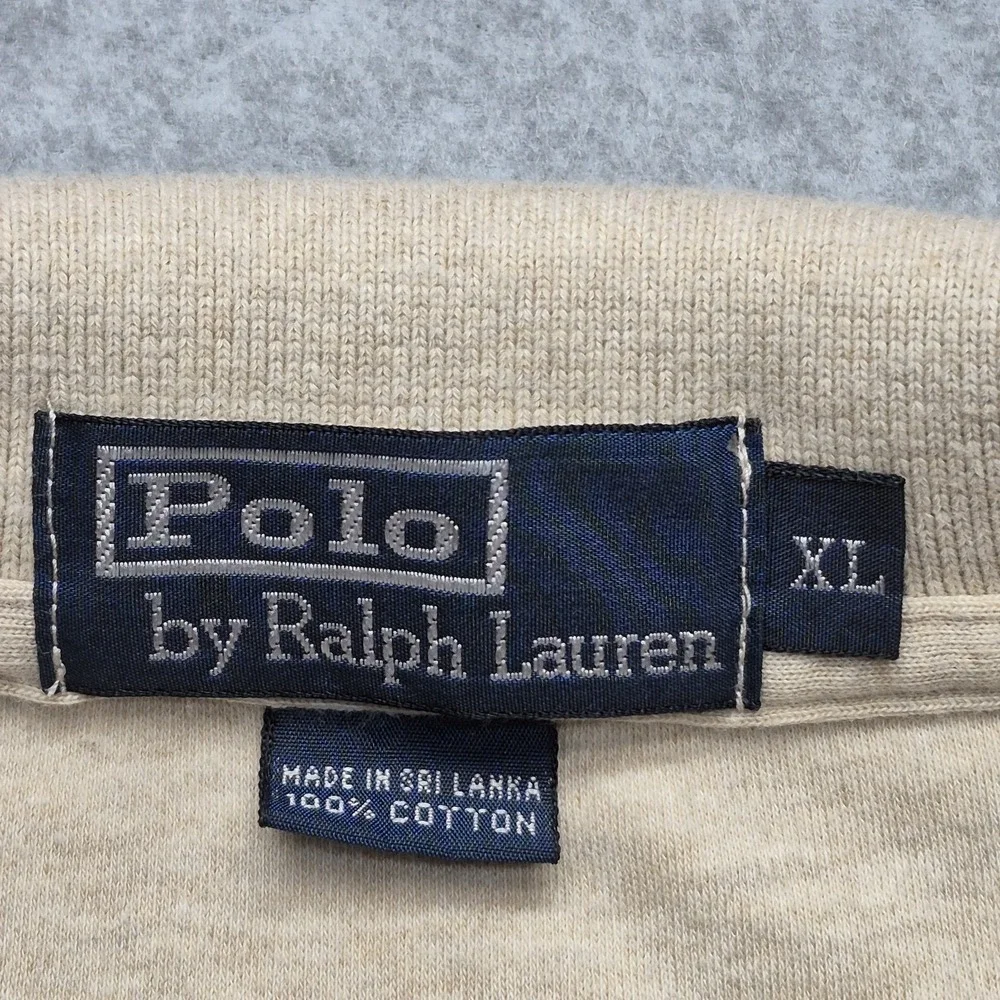 Polo Ralph Lauren Shirt Mens XL Beige Heather Pique Mesh Short Sleeve Pony Prep